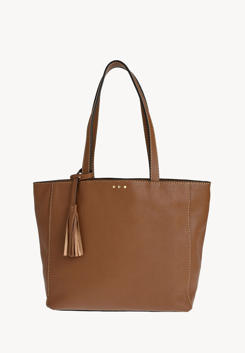 MONTMARTRE - Grained leather shoulder tote bag