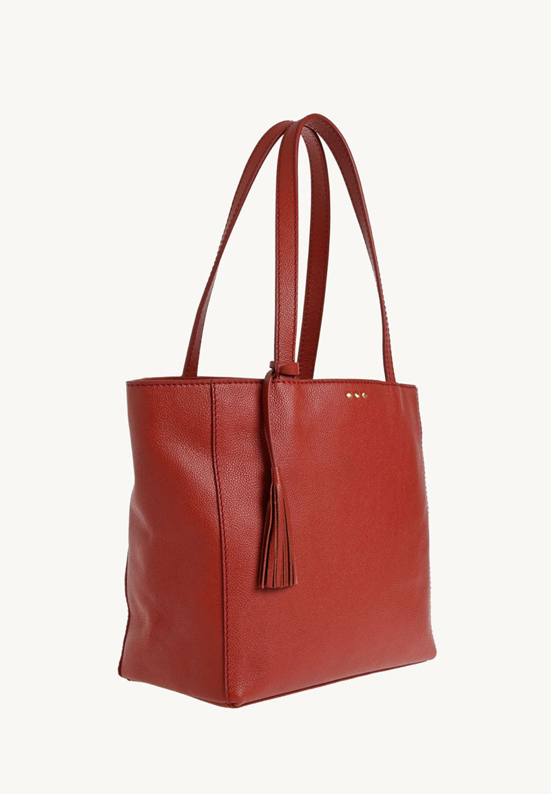 MONTMARTRE - Grained leather shoulder tote bag