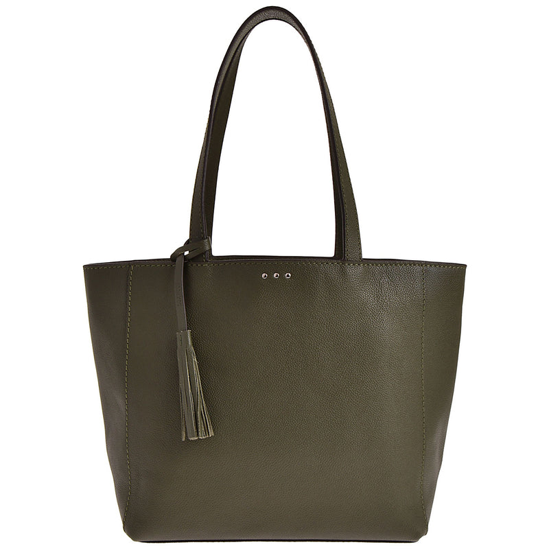 MONTMARTRE - Grained leather shoulder tote bag