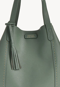 ODÉON - Sac cabas souple en cuir grainé piqué main contrasté