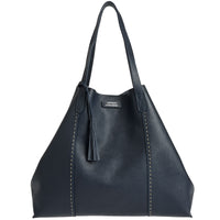 ODEON - Soft tote bag in contrasting hand-stitched grained leather