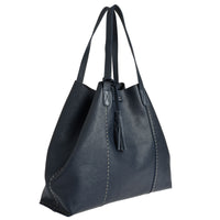 ODEON - Soft tote bag in contrasting hand-stitched grained leather