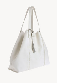 ODEON - Soft tote bag in contrasting hand-stitched grained leather