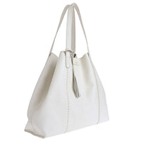 ODEON - Soft tote bag in contrasting hand-stitched grained leather