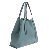 ODEON - Soft tote bag in contrasting hand-stitched grained leather