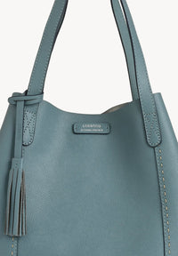 ODEON - Soft tote bag in contrasting hand-stitched grained leather