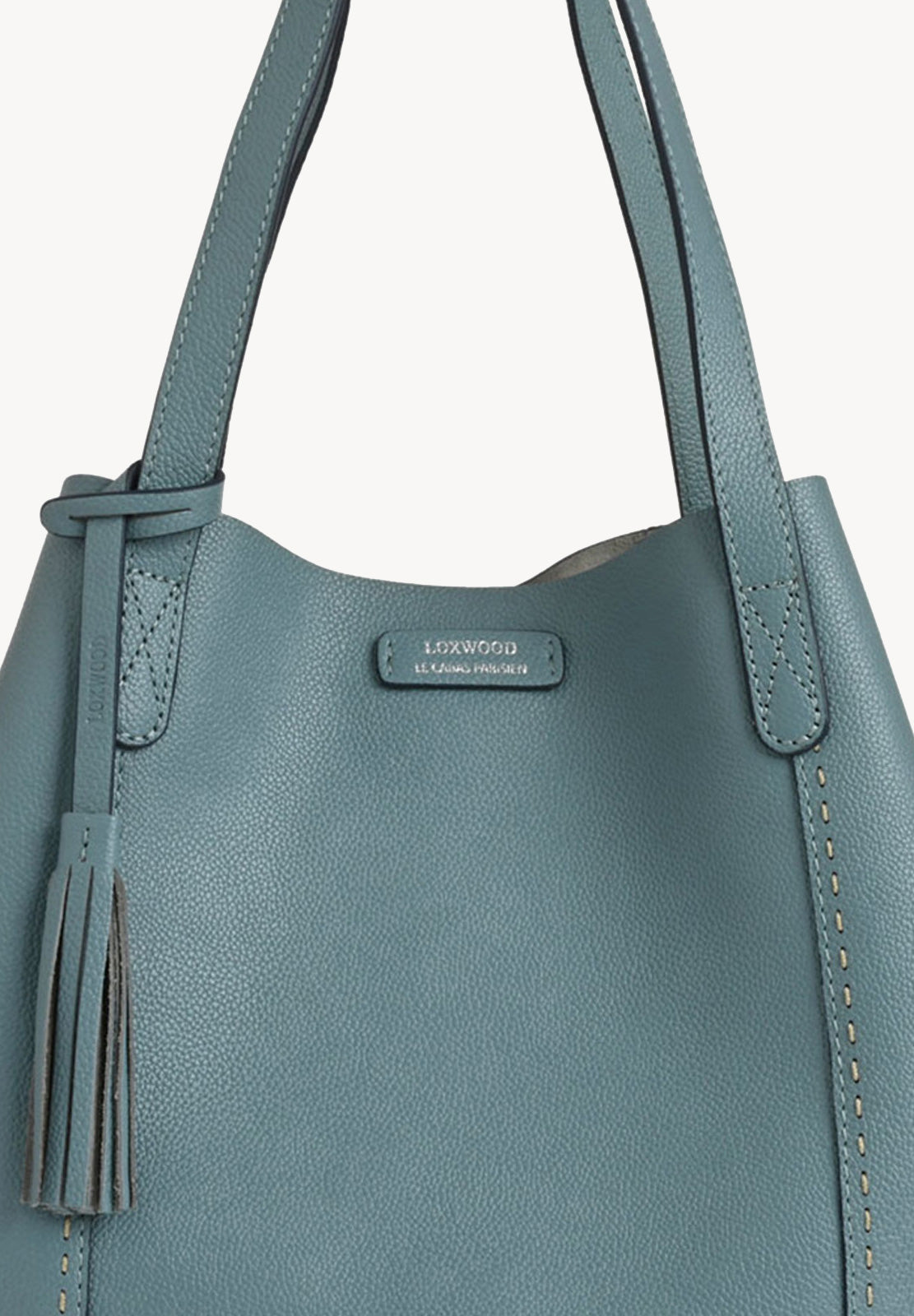 ODEON - Soft tote bag in contrasting hand-stitched grained leather