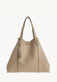ODÉON - Sac cabas souple en cuir grainé piqué main contrasté