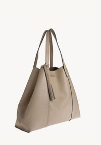 ODÉON - Sac cabas souple en cuir grainé piqué main contrasté