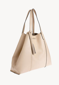 ODÉON - Sac cabas souple en cuir grainé piqué main contrasté