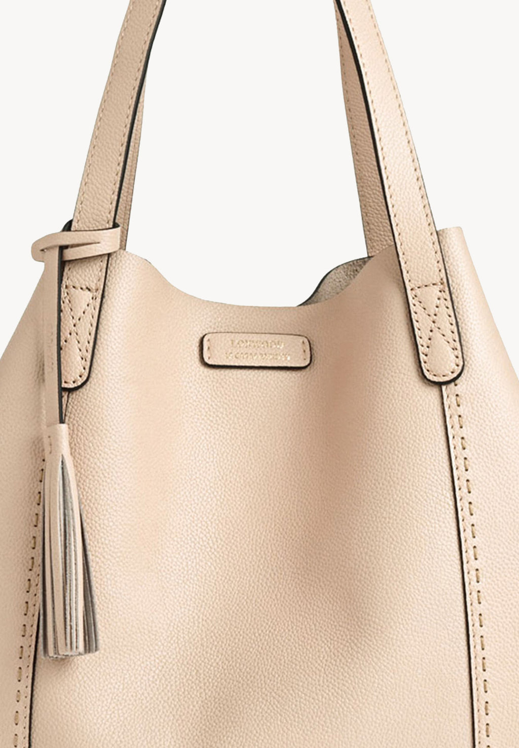 ODÉON - Sac cabas souple en cuir grainé piqué main contrasté