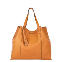 ODEON - Soft tote bag in contrasting hand-stitched grained leather