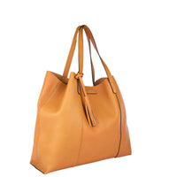 ODEON - Soft tote bag in contrasting hand-stitched grained leather