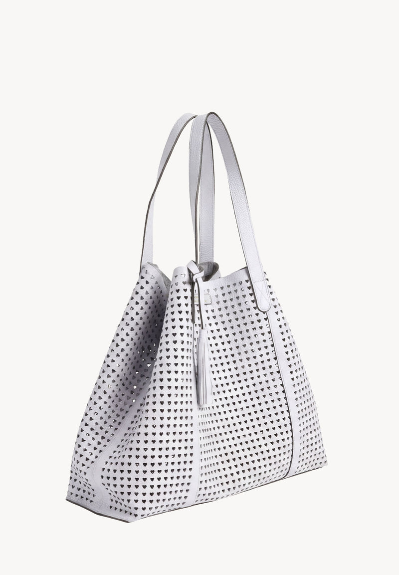 ODÉON - Sac cabas perforé cœur en cuir