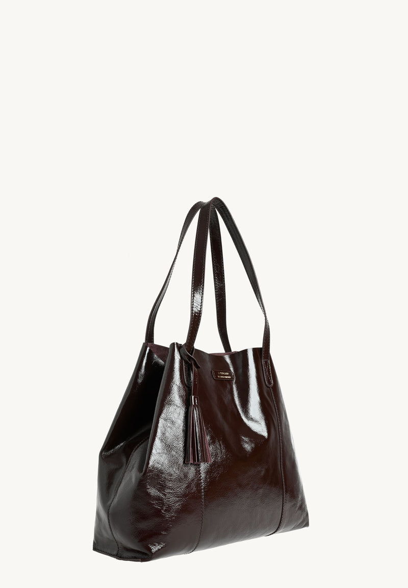 ODÉON - Sac cabas souple en cuir vernis