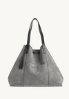 ODÉON - Sac cabas souple en daim orné d'un piqué main contrasté