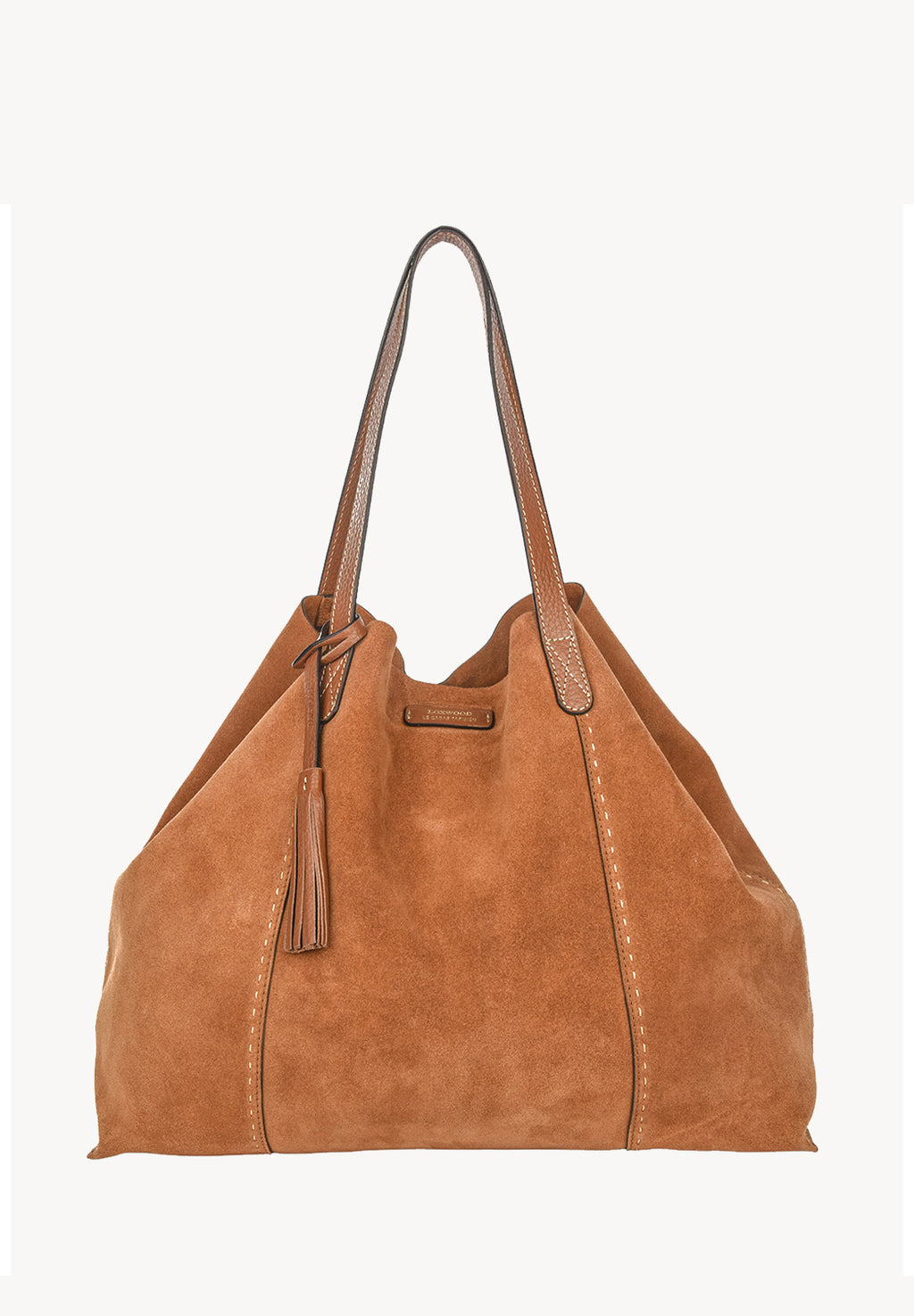 Odéon Hand-Stitched Velvet Tote Bag in Cognac