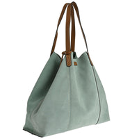 ODEON - Soft suede tote bag decorated with contrasting hand stitching