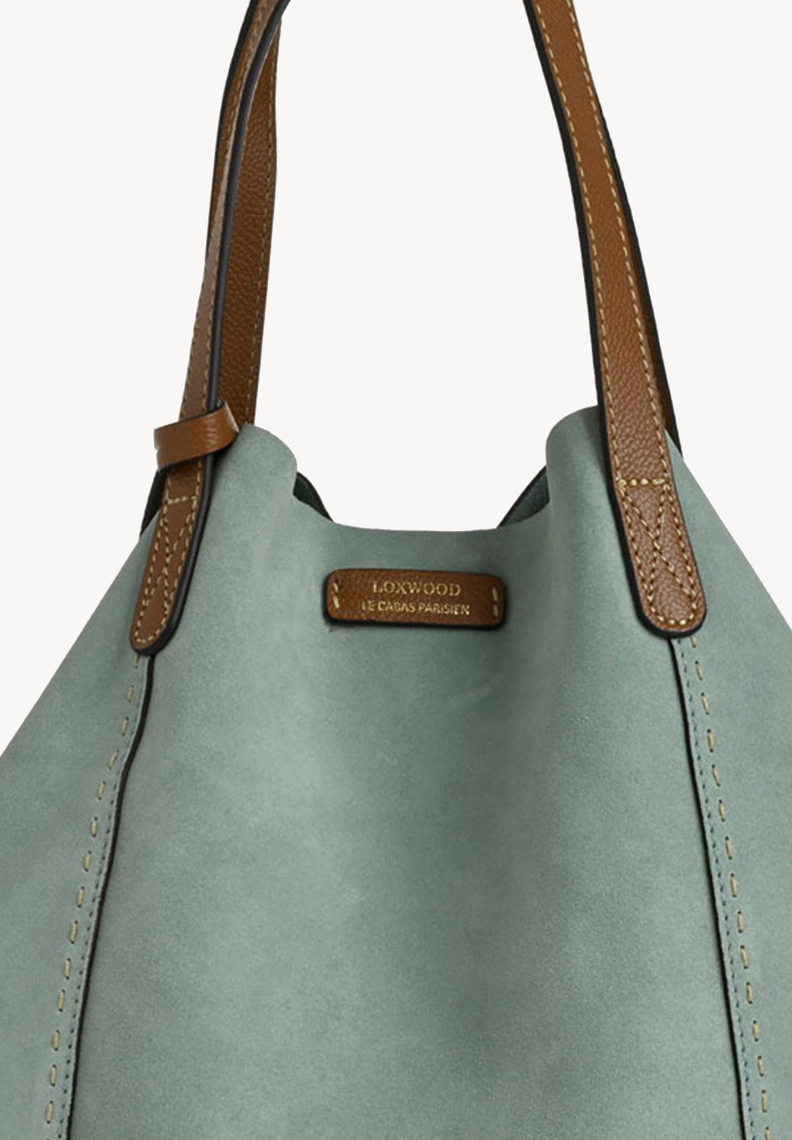 ODÉON - Sac cabas souple en daim orné d'un piqué main contrasté