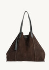 ODEON - Soft suede tote bag decorated with contrasting hand stitching