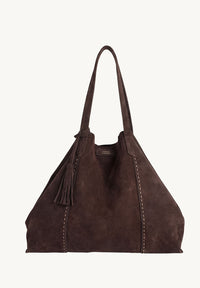 ODÉON - Grand cabas cuir velours piqué main