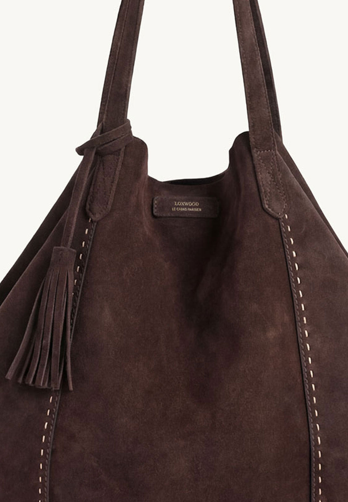 ODÉON - Grand cabas cuir velours piqué main