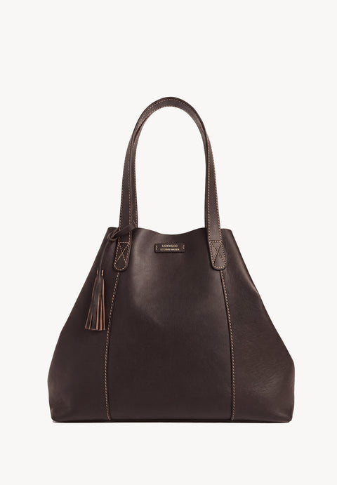 ODÉON - Grand cabas cuir lisse doublé velours