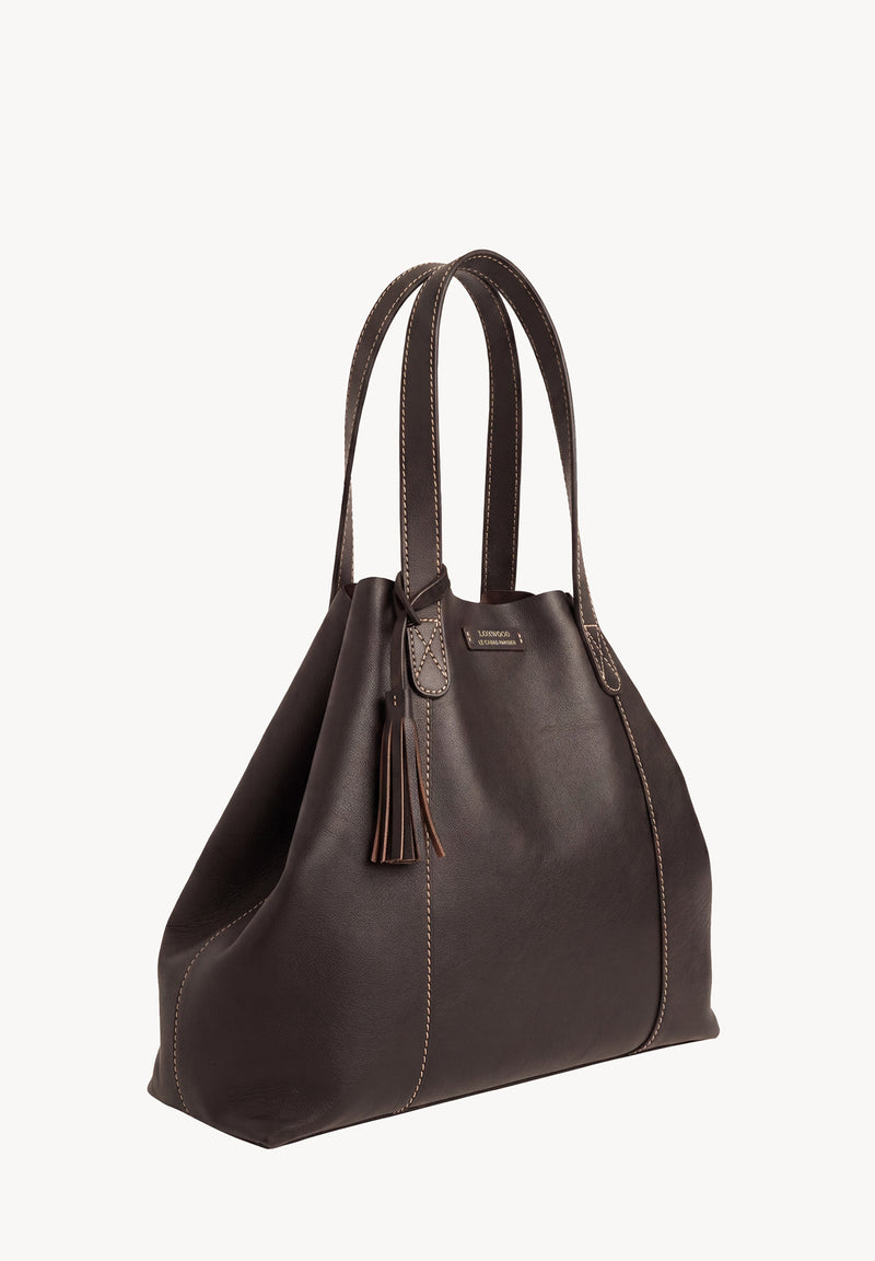 ODÉON - Grand cabas cuir lisse doublé velours