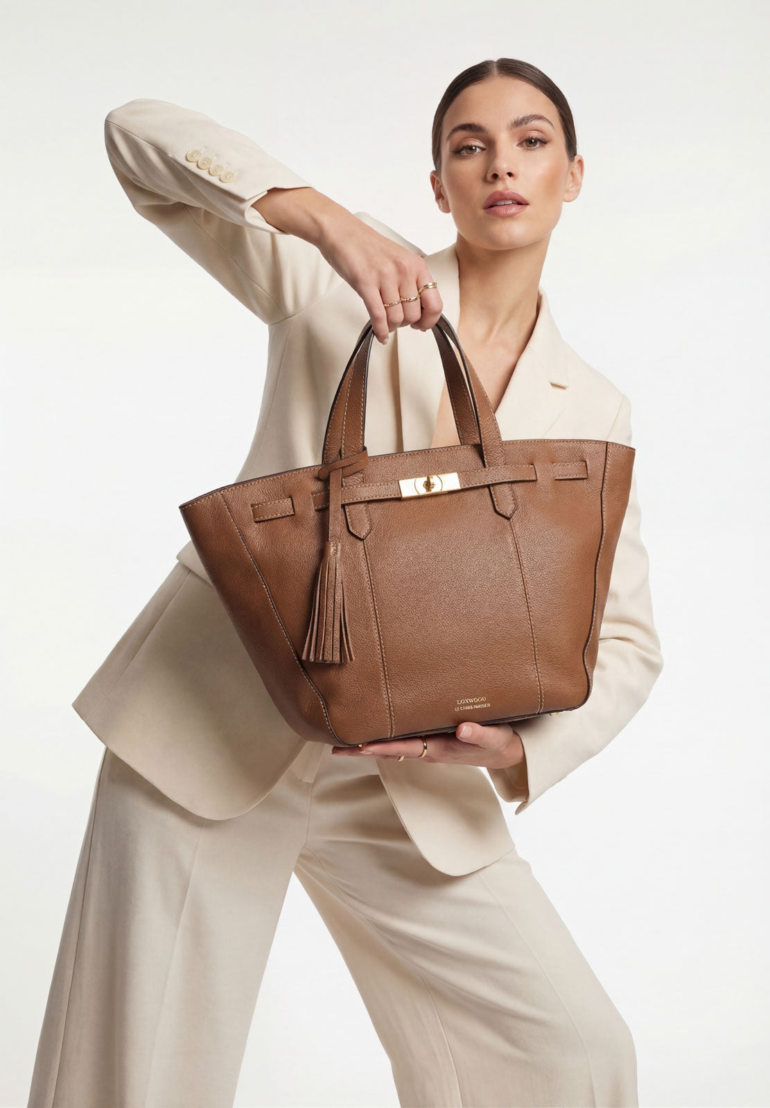 SUNDAY - Grand sac trapèze en cuir grainé