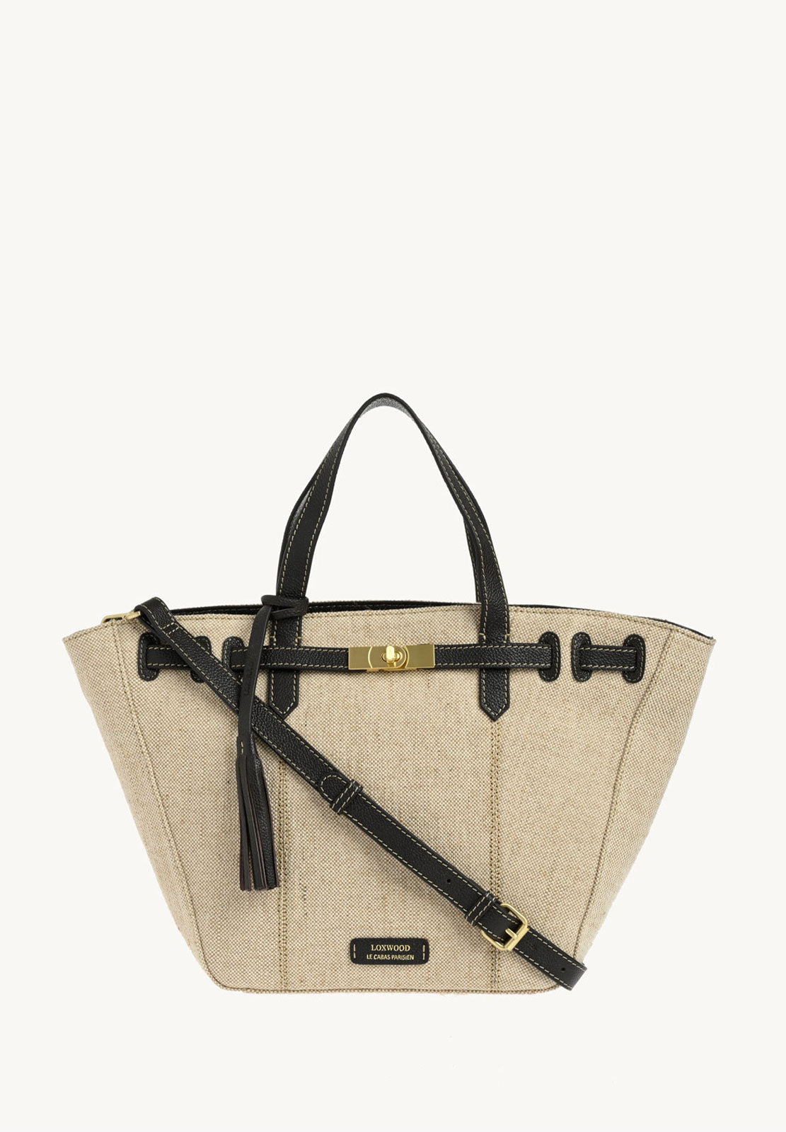 SUNDAY - Large trapezoidal bag in canvas and leather