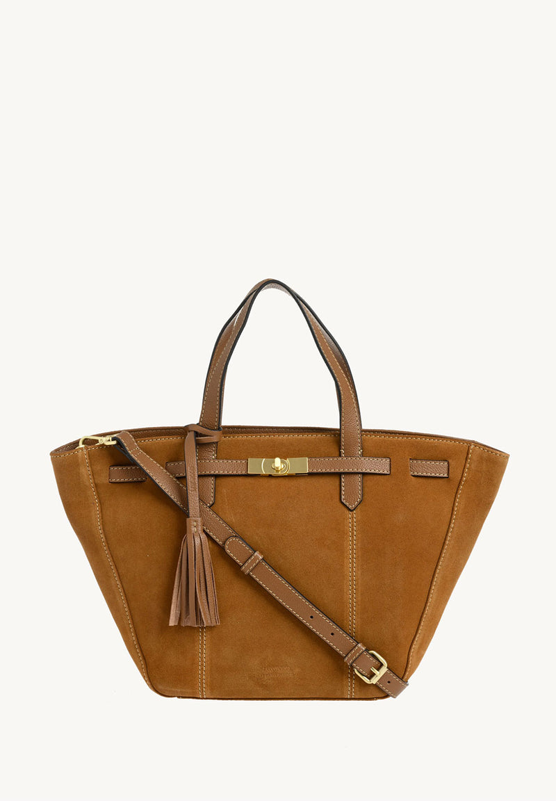 SUNDAY - Large trapezoidal bag in suede leather