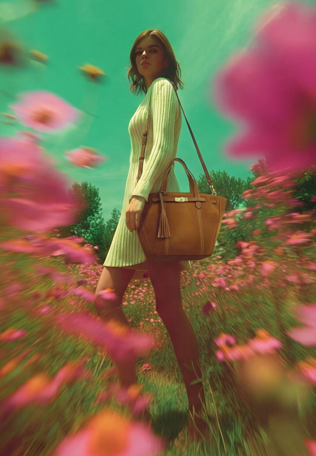 SUNDAY - Large trapezoidal bag in suede leather