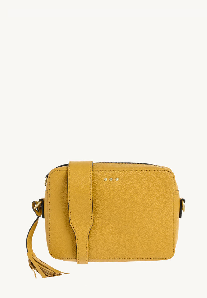 CAMERA - Sac bandoulière en cuir grainé Moutarde