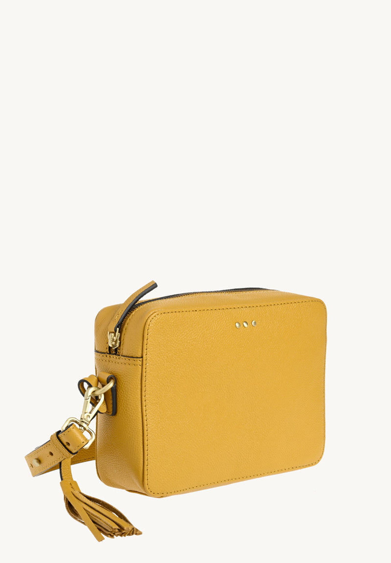 CAMERA - Sac bandoulière en cuir grainé Moutarde