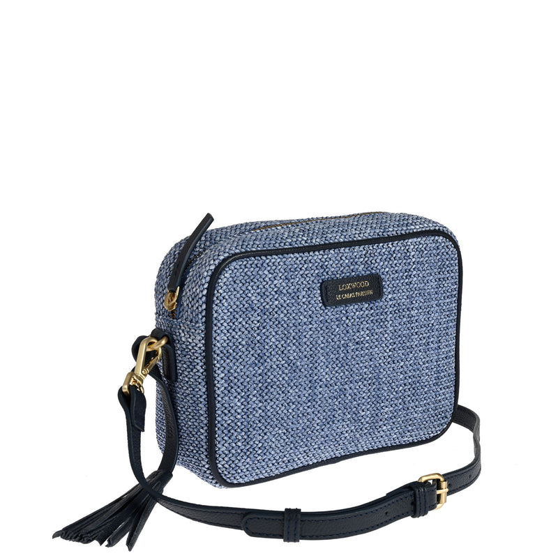 CAMERA - Petit sac trotteur en raphia et cuir