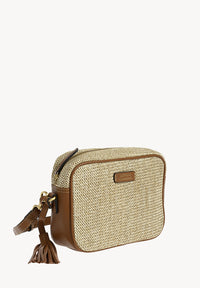 CAMERA - Petit sac trotteur en raphia et cuir