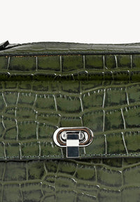 ROMY - Small crocodile-embossed leather trotter