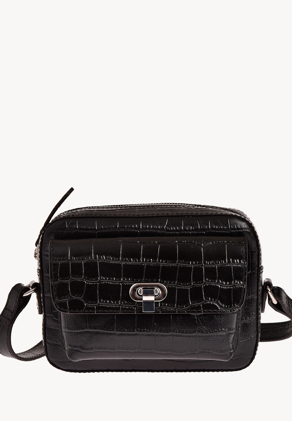 ROMY - Small crocodile-embossed leather trotter