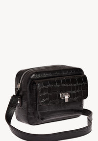 ROMY - Small crocodile-embossed leather trotter