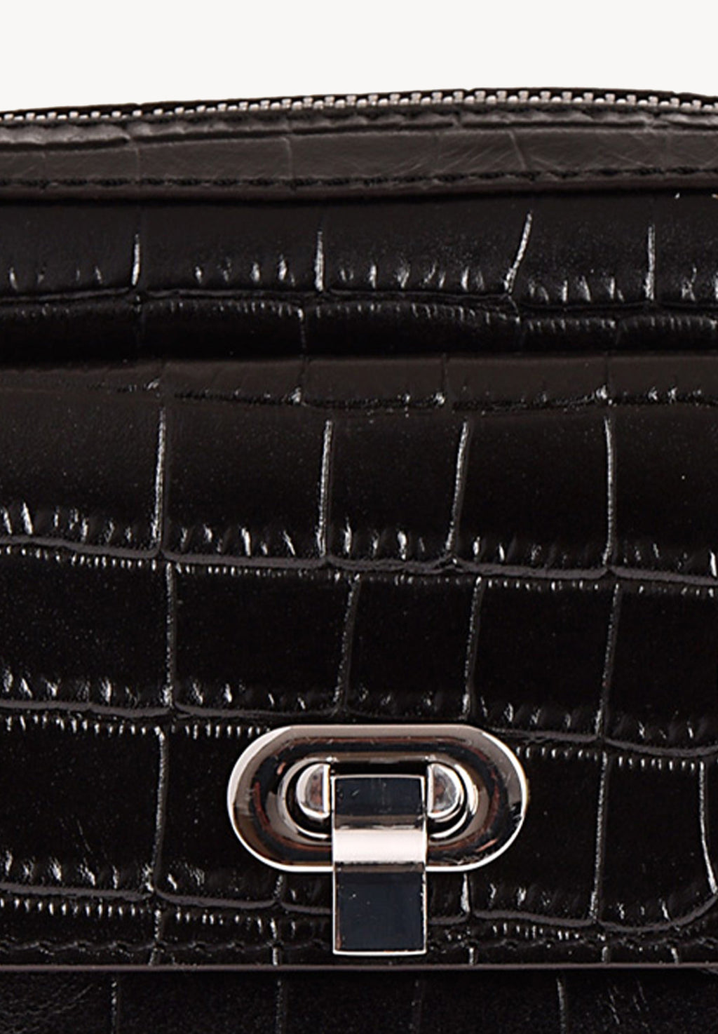 ROMY - Small crocodile-embossed leather trotter