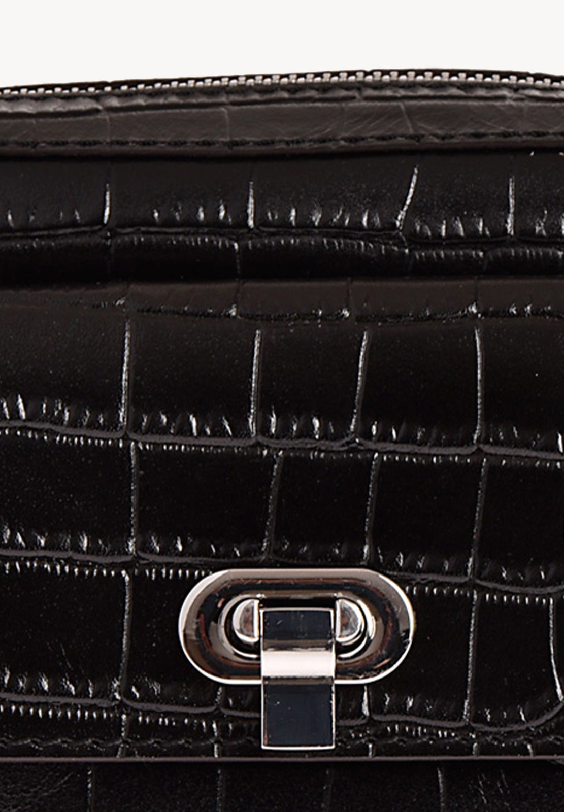 ROMY - Small crocodile-embossed leather trotter