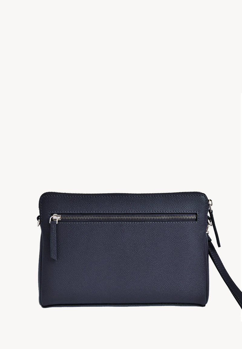 ZORA - ORIGAMI-style grained leather zipped clutch bag