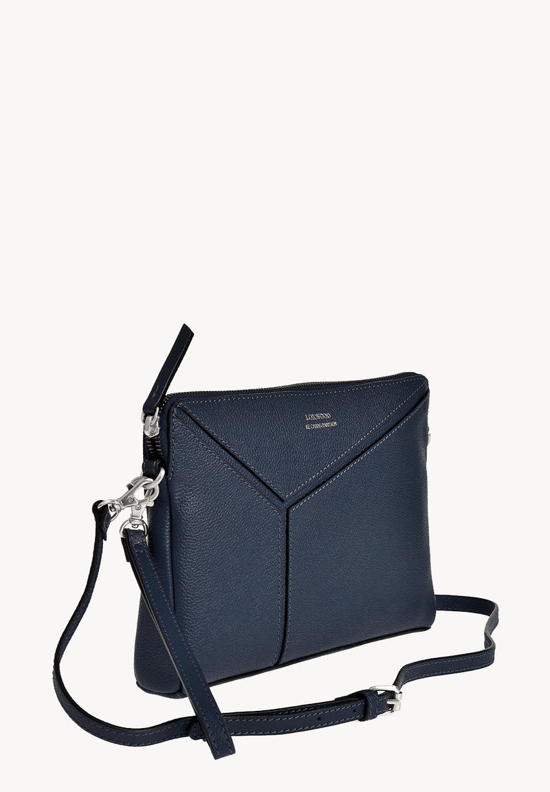 ZORA - Sac pochette zippé en cuir grainé façon ORIGAMI