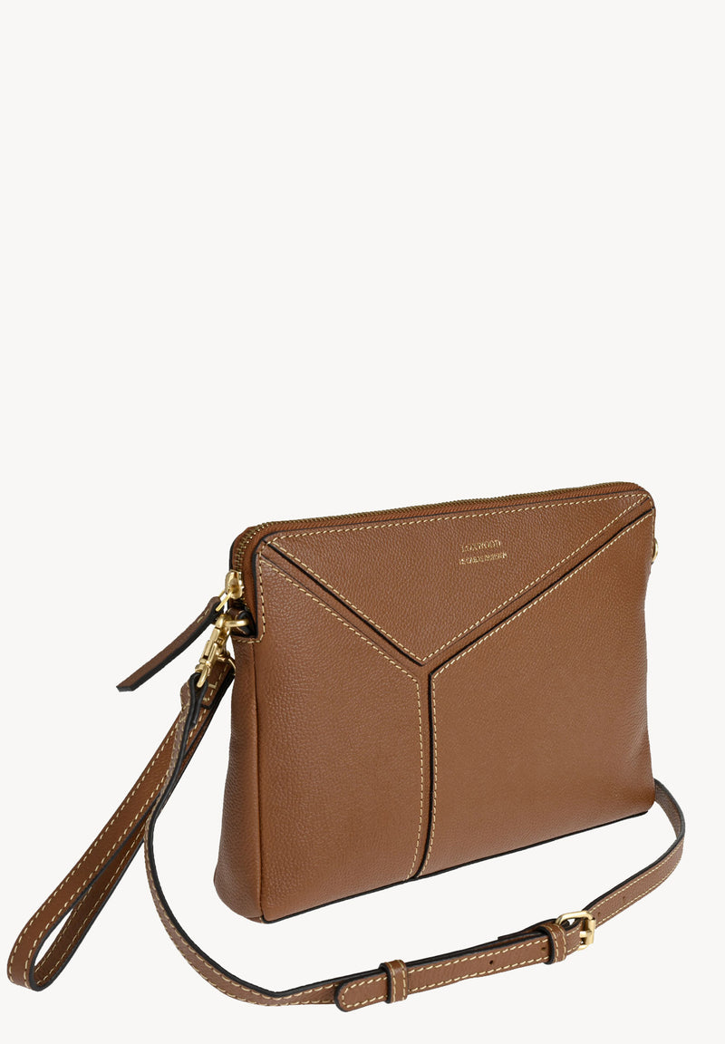 ZORA - ORIGAMI-style grained leather zipped clutch bag