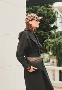 ZORA - ORIGAMI-style grained leather zipped clutch bag