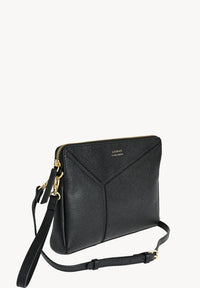 ZORA - ORIGAMI-style grained leather zipped clutch bag