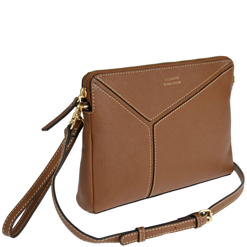 ZORA - Sac pochette zippé en cuir grainé façon ORIGAMI