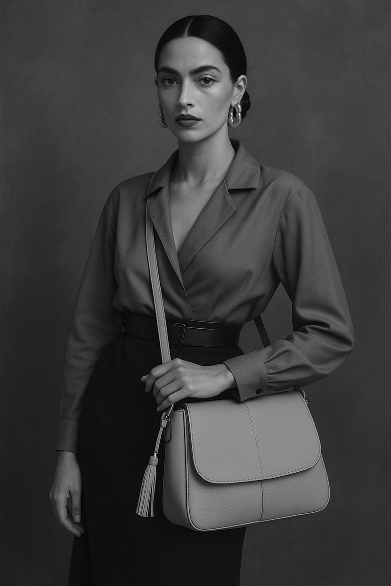 GISELE - Sac besace en cuir grainé Brandy