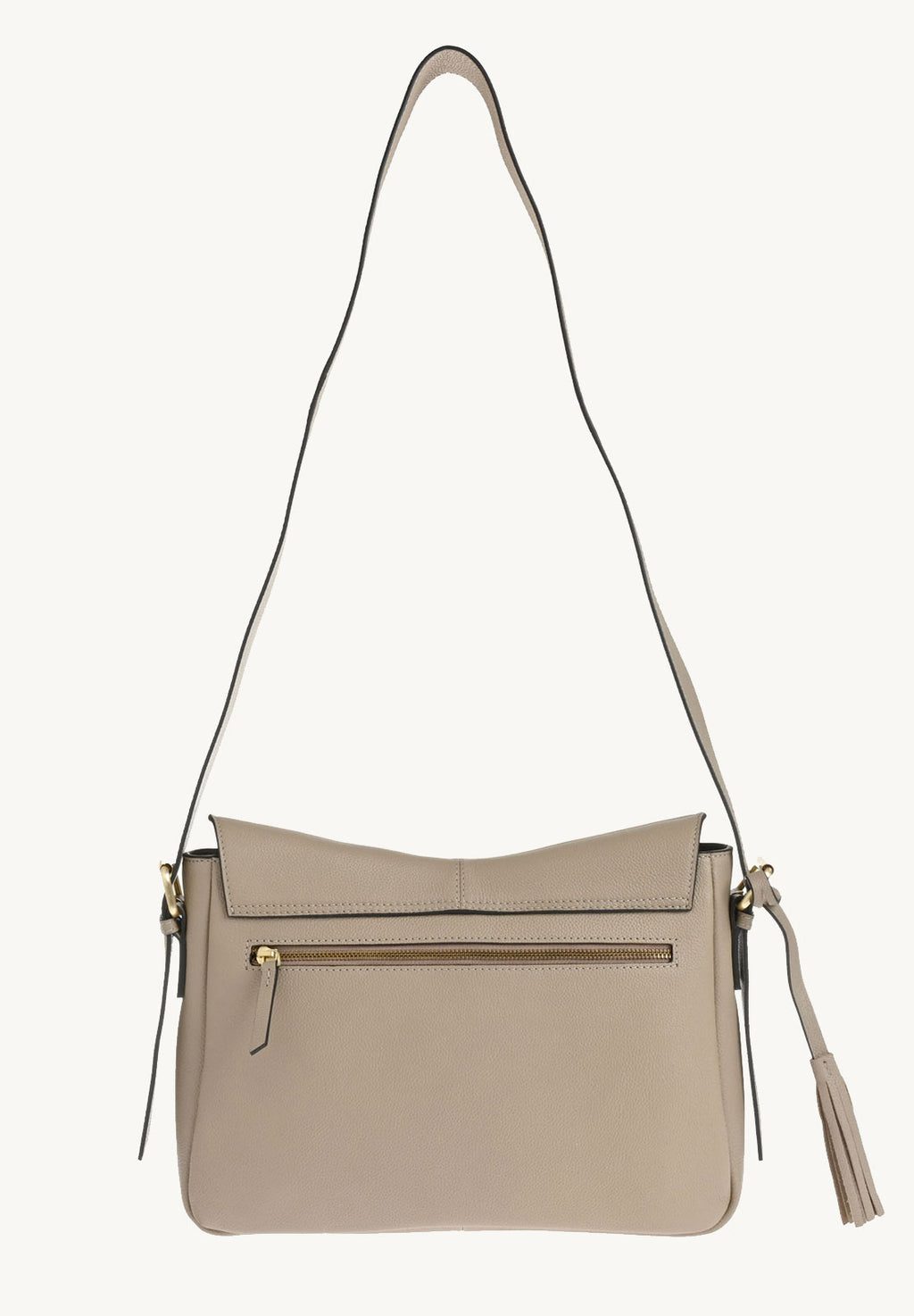 GISELE - Grained leather satchel bag in Mastic