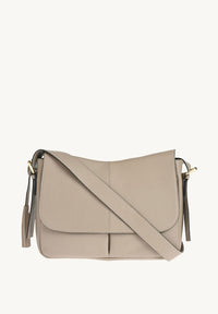 GISELE - Grained leather satchel bag in Mastic